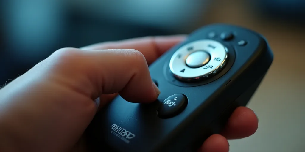 a close up of a remote control with a hand holding it with a thumb and a thumb on it, Avgust Černig