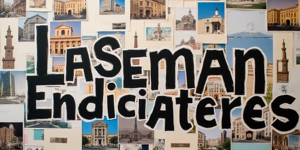 a collage of images with the words laseman en indicateres on them and a picture of a building, Diego