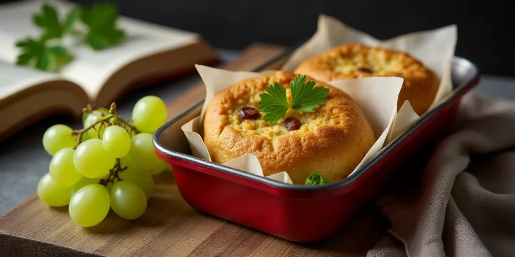a container of food with a wrap and grapes on the side of it and a book nearby on the table, Chippy,