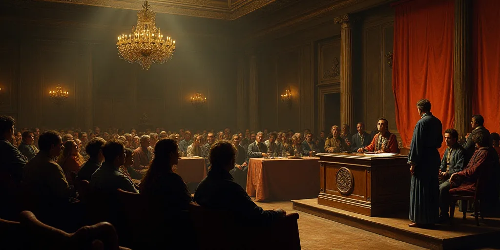 a group of people sitting in front of a podium with a speaker at the front of the room and a speaker