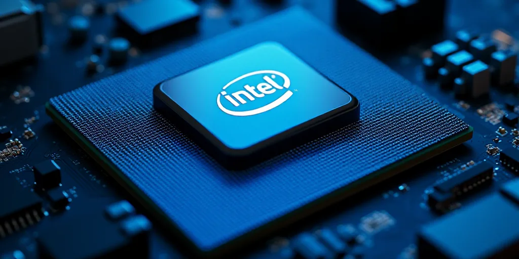 a intel logo is displayed on a computer motherboard in this picture illustration taken in this pictu