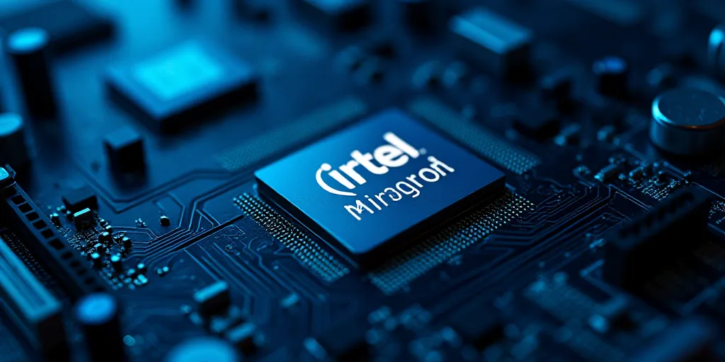 a intel logo is displayed on a computer motherboard in this picture illustration taken in this pictu