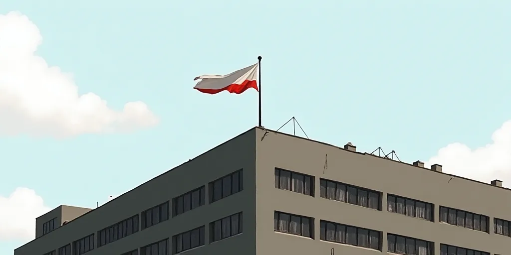 a large building with a flag on top of it's roof and a flagpole on top of it, Bracha L. Ettinger, tu