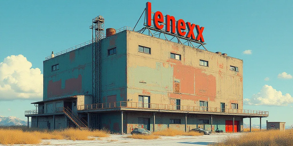 a large building with a sign on top of it that says lenexx on the side of it, Félix Ziem, oil, a di
