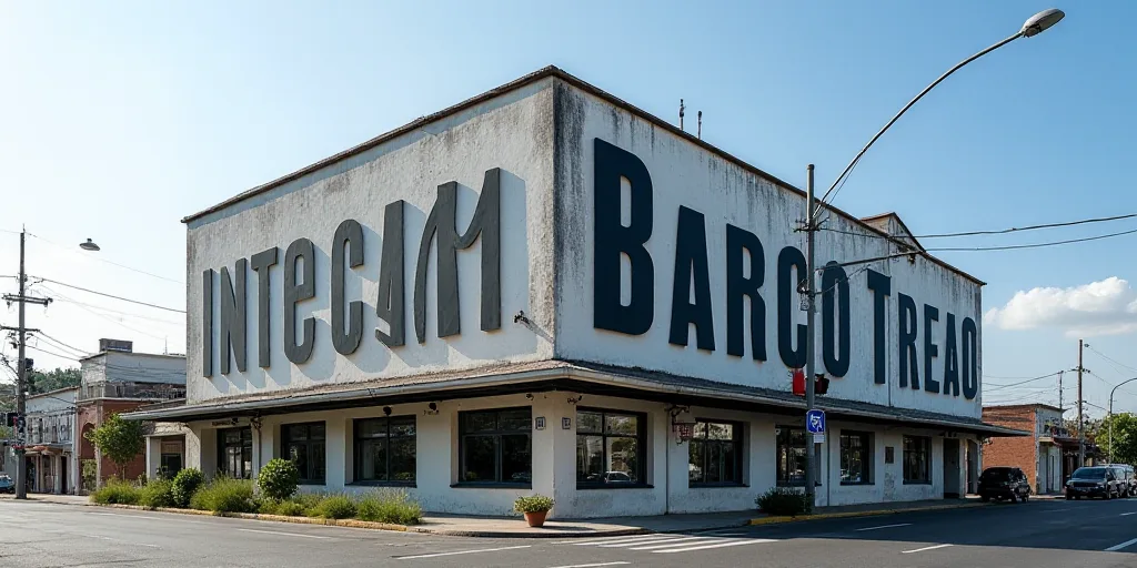 a large sign on the side of a building that says intercam barco on it's side, Carpoforo Tencalla, pa