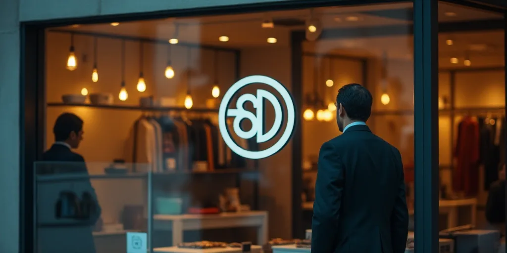 a logo for a company that sells accessories and accessories for sale in the store's storefront windo