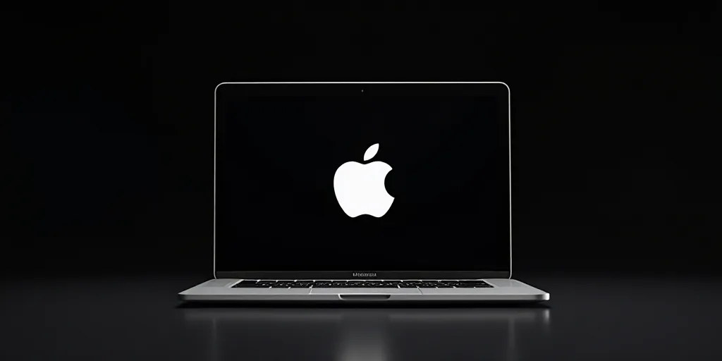 a macbook pro with a black background and a macstorre logo on it, with the macstorre logo in the bac