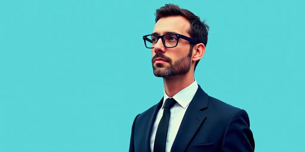 a man in a suit and glasses with a blue background and a quote from the author, fausto prettiin mund
