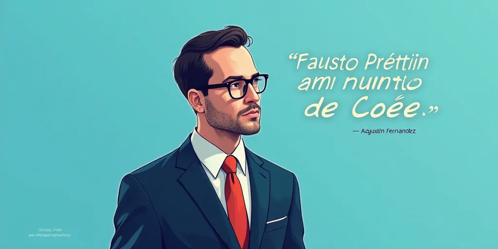 a man in a suit and glasses with a blue background and a quote from the author, fausto prettiin mund