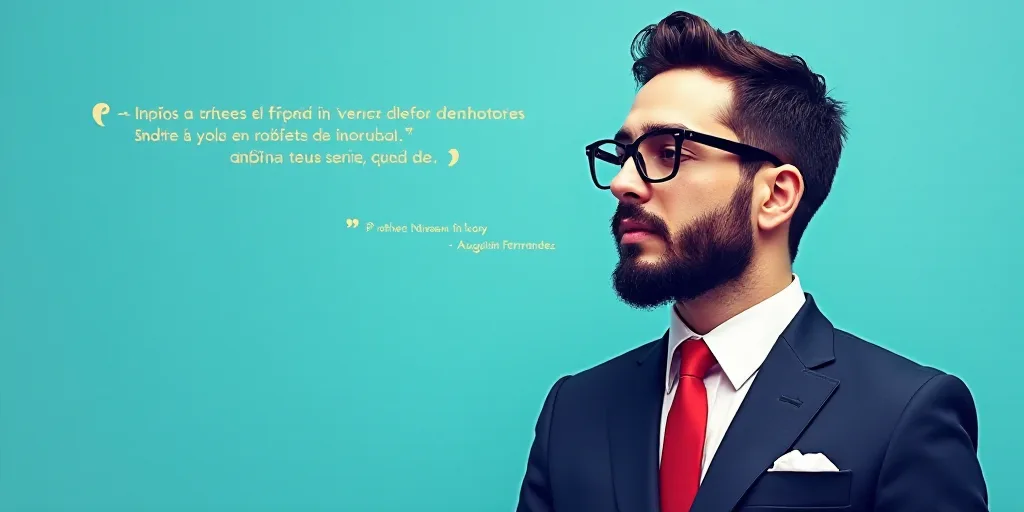 a man in a suit and glasses with a blue background and a quote from the author, fausto prettiin mund
