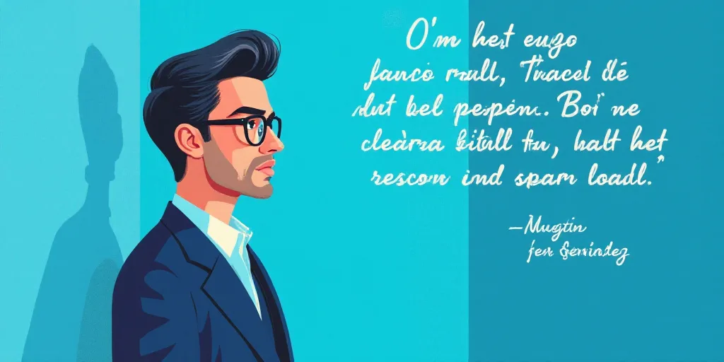 a man in a suit and glasses with a blue background and a quote from the author, fausto prettiin mund