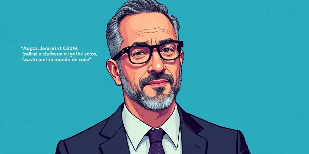 a man in a suit and glasses with a blue background and a quote from the author, fausto prettiin mund