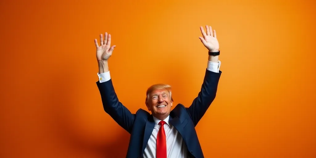 a man in a suit and tie is holding his hands up in the air with his right hand up, Donald Roller Wil