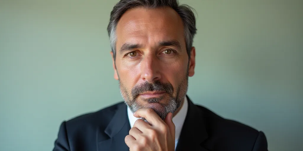 a man in a suit and tie is posing for a picture with his hands on his chin and his chin, Carlos Cata