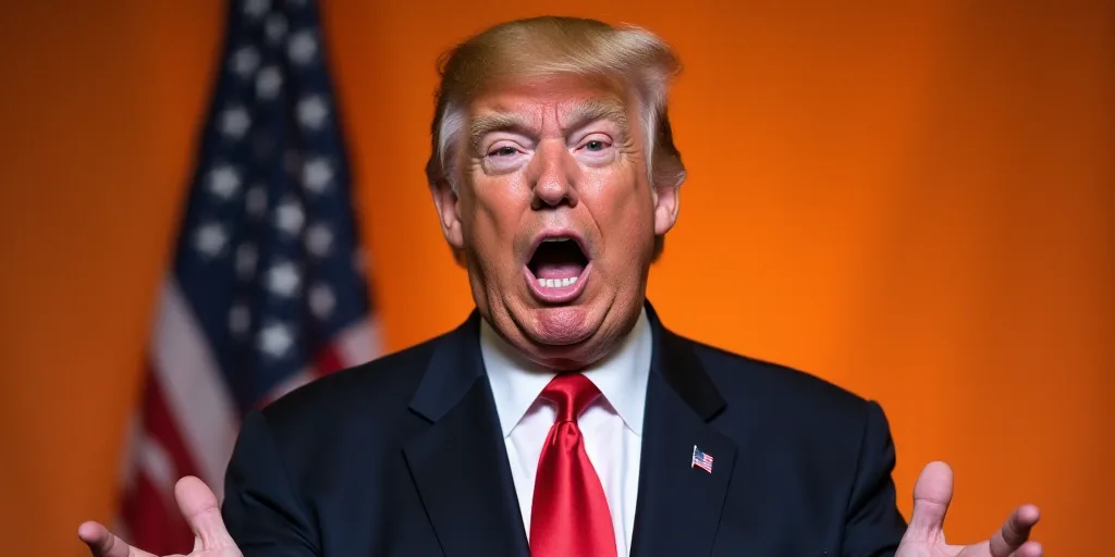 a man in a suit and tie making a face with his mouth open and a flag in the background, Donald Rolle