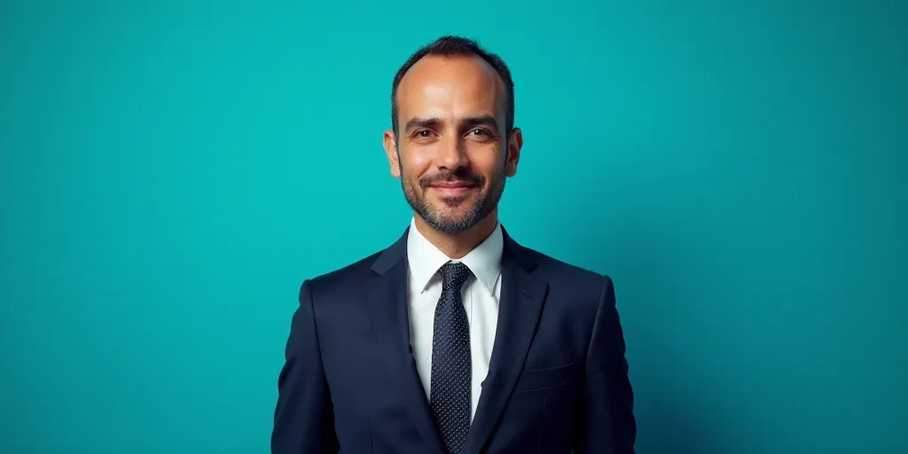 a man in a suit and tie standing in front of a blue background with a caption that reads el paso ros