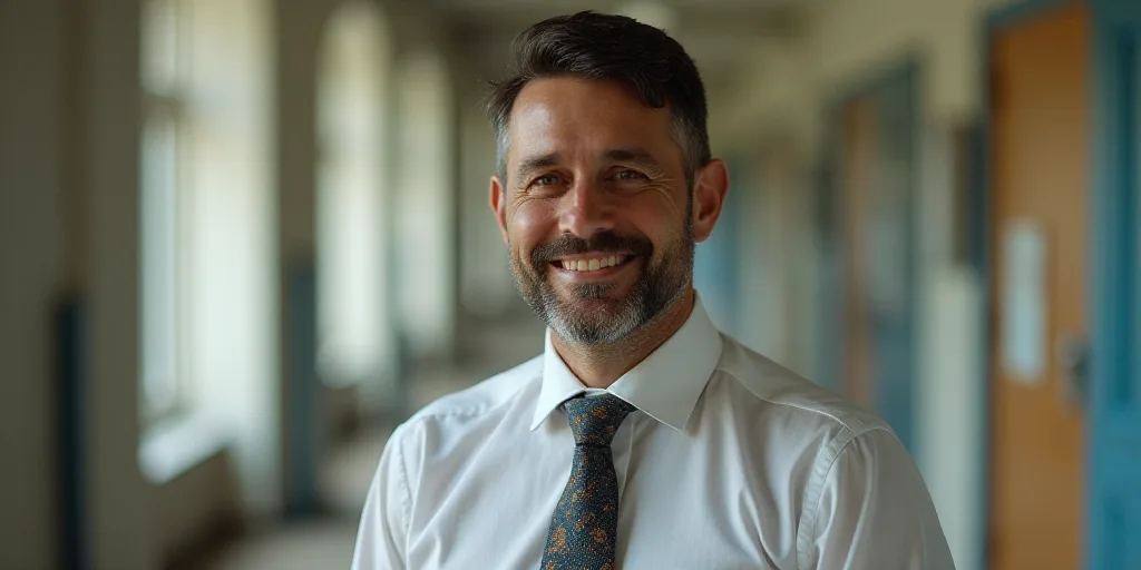 a man in a tie is smiling for the camera with a caption in spanish above him that reads, enrique cam