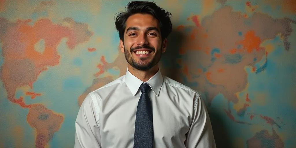 a man in a tie is smiling for the camera with a caption in spanish above him that reads, enrique cam