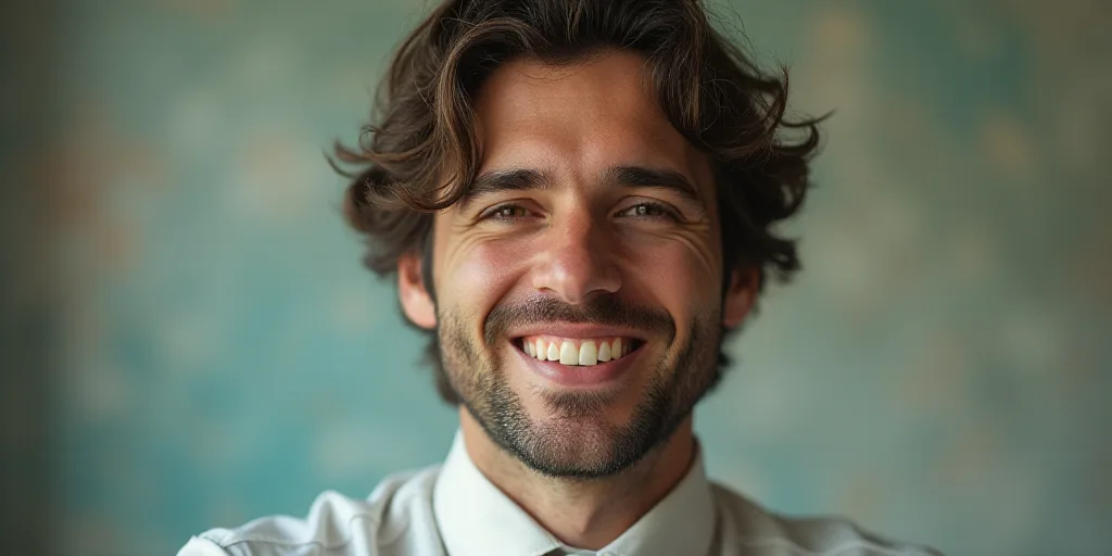 a man in a tie is smiling for the camera with a caption in spanish above him that reads, enrique cam