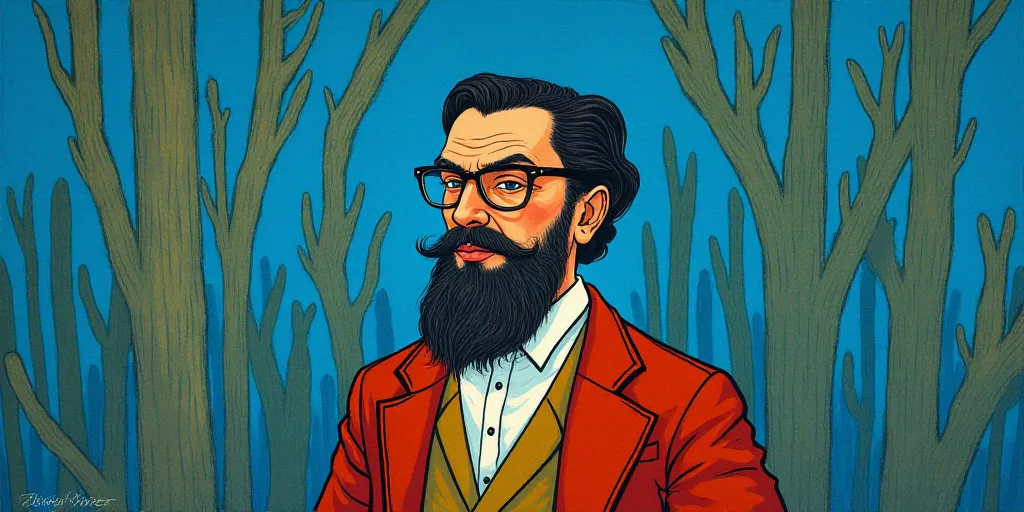 a man with a beard and glasses standing in front of a blue background with the words, el pasonista,