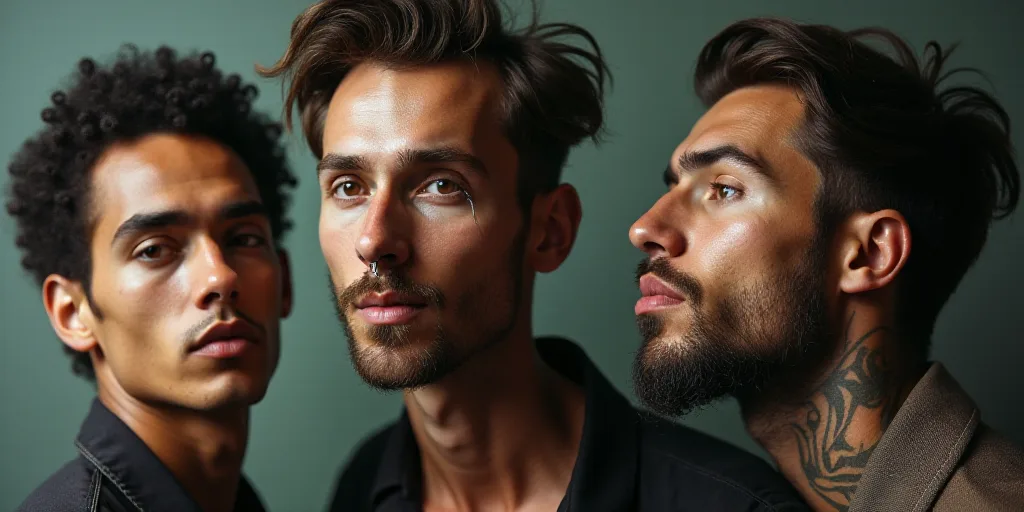 a man with a nose ring and a man with a nose ring on his face and a man with a nose ring on his mout