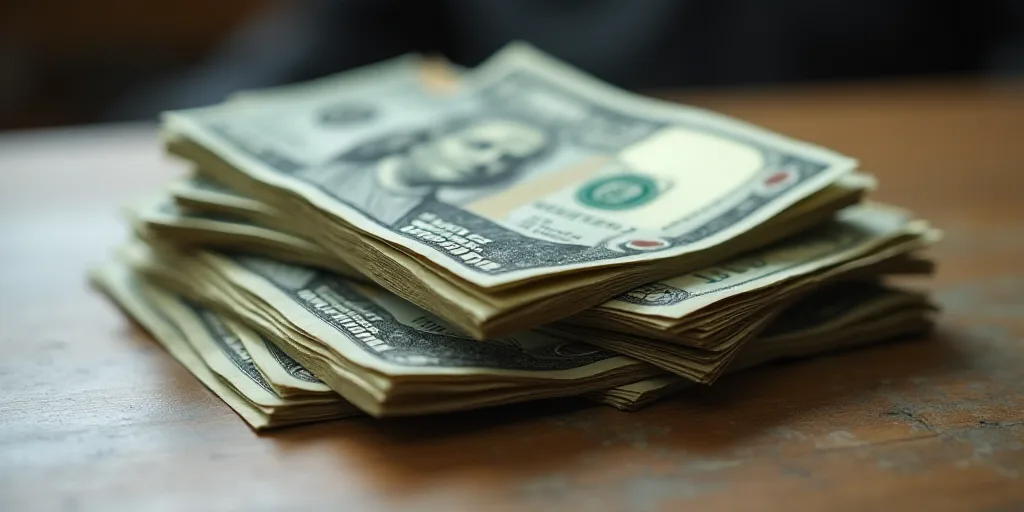 a pile of money sitting on top of a pile of bills on top of each other on a table, Aquirax Uno, macr