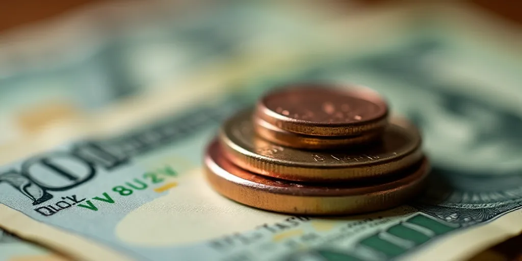 a pile of money with a penny on top of it and a coin on the bottom of the pile, Avgust Černigoj, ma