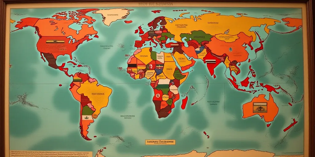 a poster with a map of the countries and their flags on it, and a description of the countries, Eddi