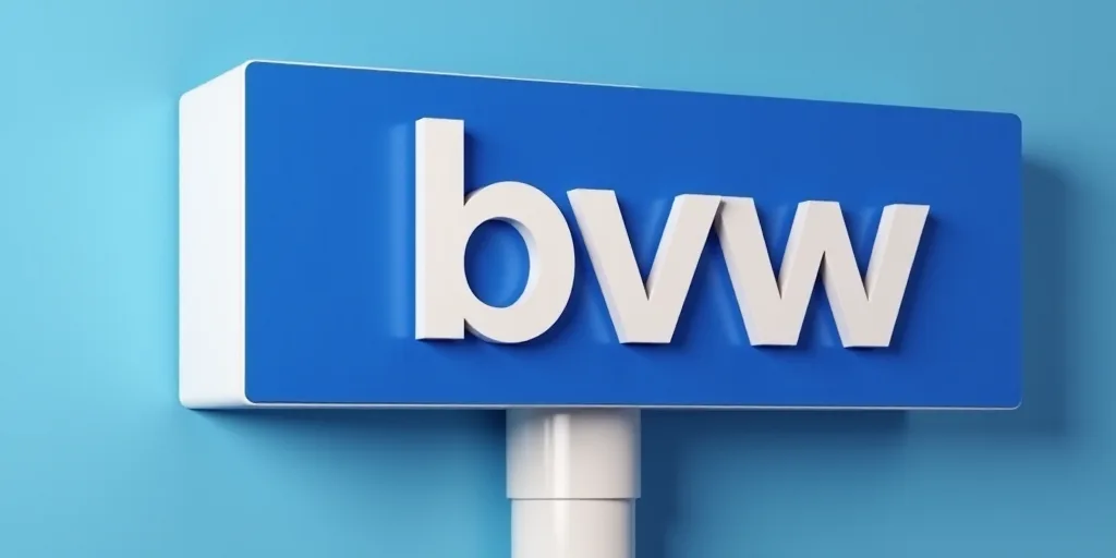 a sign for a bank with a blue background and a white bvw sign above it that says bvw, Dionisio Baixe