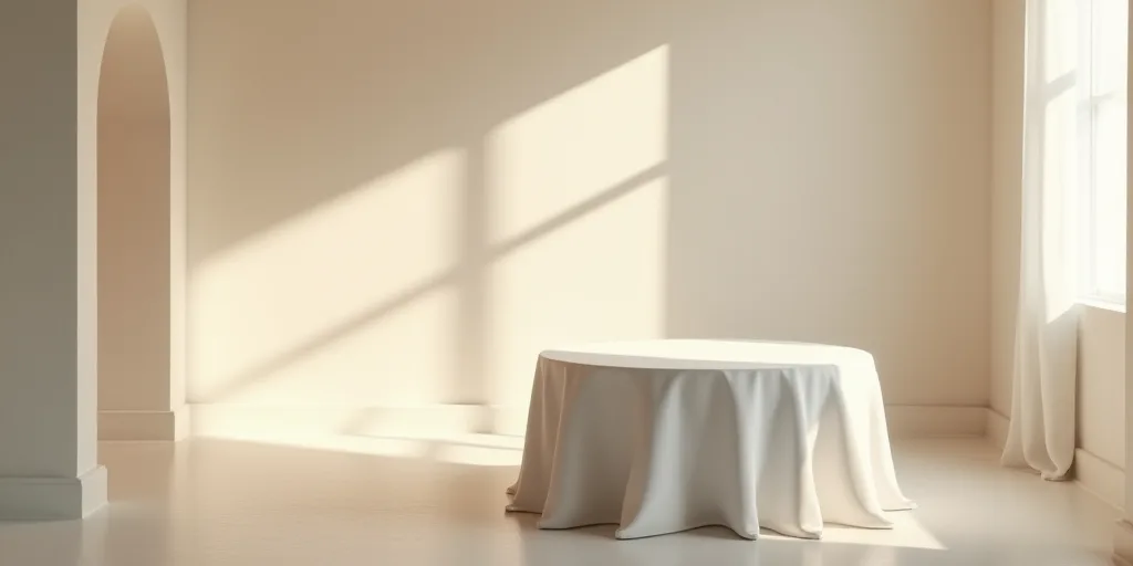 a table with a white table cloth and a white table cloth with a white table cloth and a white table