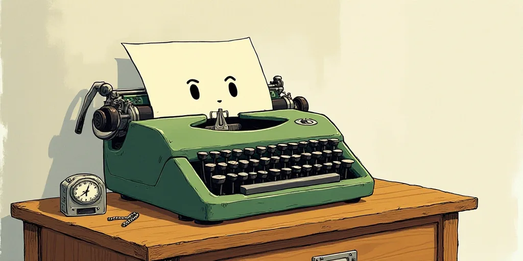 a typewriter with a face drawn on it and a caption for the words opinion and a question, Edward Otho