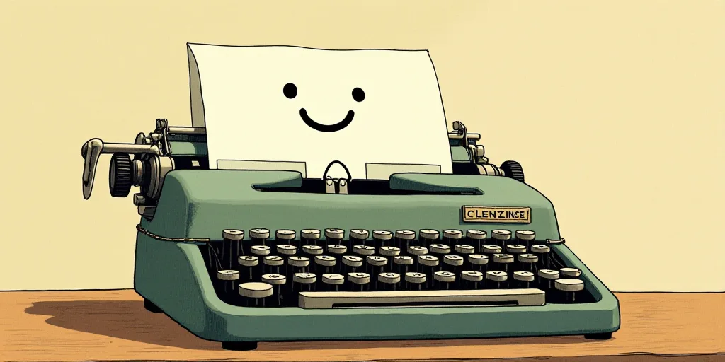 a typewriter with a face drawn on it and a caption for the words opinion and a question, Edward Otho
