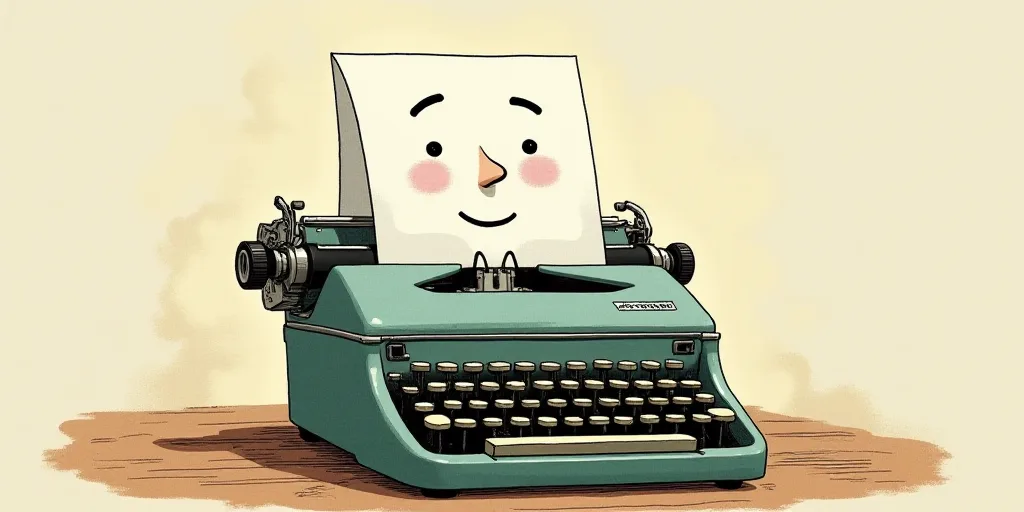 a typewriter with a face drawn on it and a caption for the words opinion and a question, Edward Otho