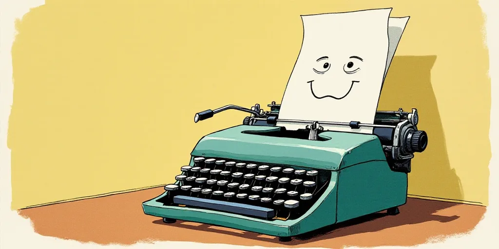 a typewriter with a face drawn on it and a caption for the words opinion and a question, Edward Otho