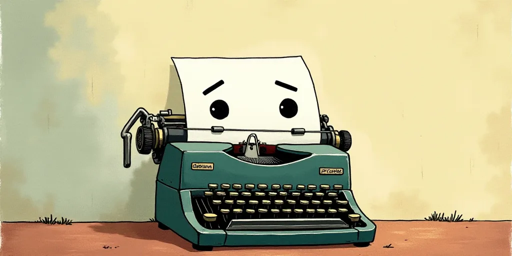 a typewriter with a face drawn on it and a caption for the words opinion and a question, Edward Otho