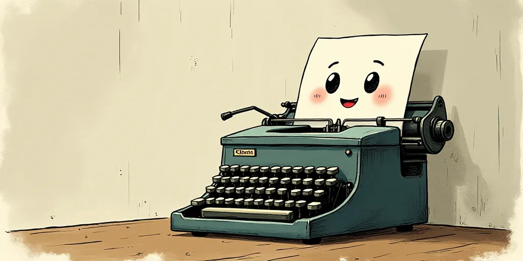 a typewriter with a face drawn on it and a caption for the words opinion and a question, Edward Otho