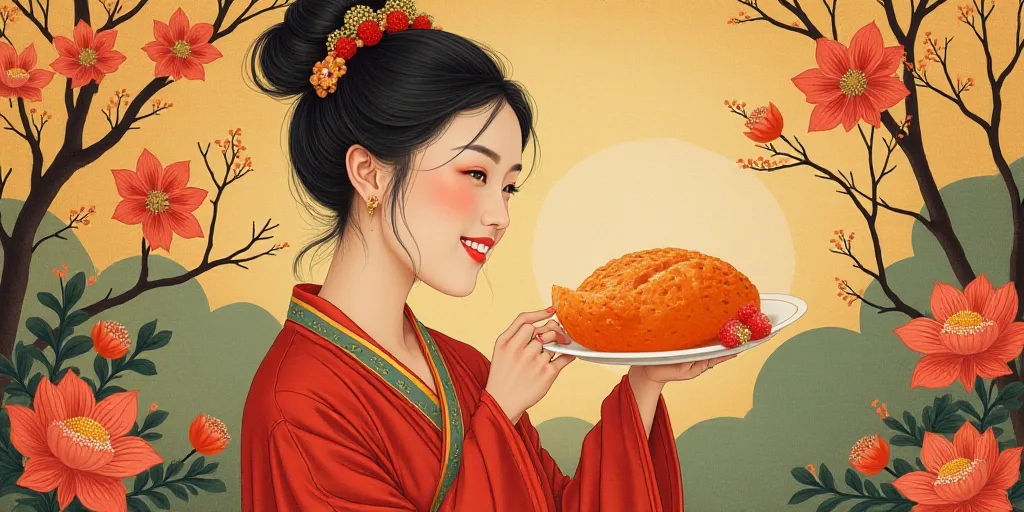 a woman is holding a large piece of food in her hands and looking at it with a smile on her face, Ca