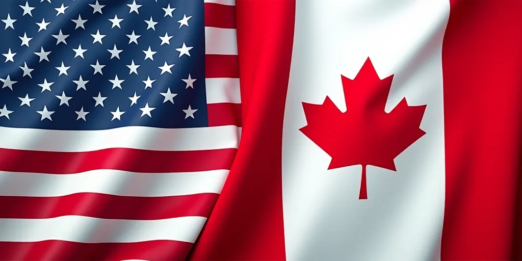 two flags of the united states and canada are shown together in this close up picture of the two fla
