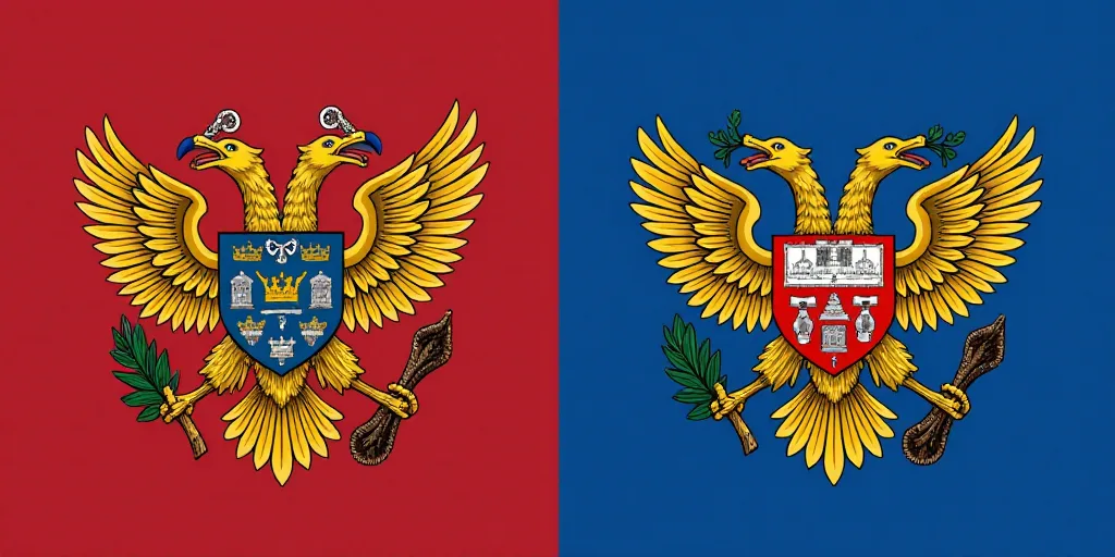 two flags with a eagle and snake on them, one of which is on the other side of the flag, Aquirax Uno