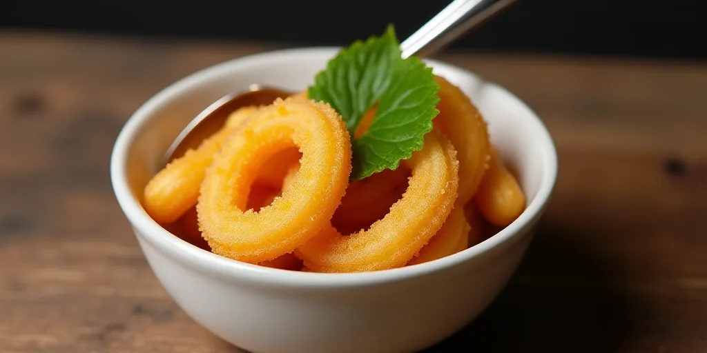 a bowl of churros with a green leaf on top of it and a spoon in the middle, Ceferí Olivé, professi