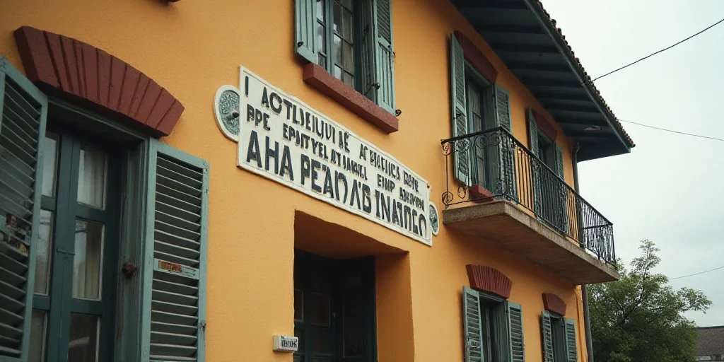 a building with a sign that says, institution to para la protection de aneroba encandio, Carlos Tril