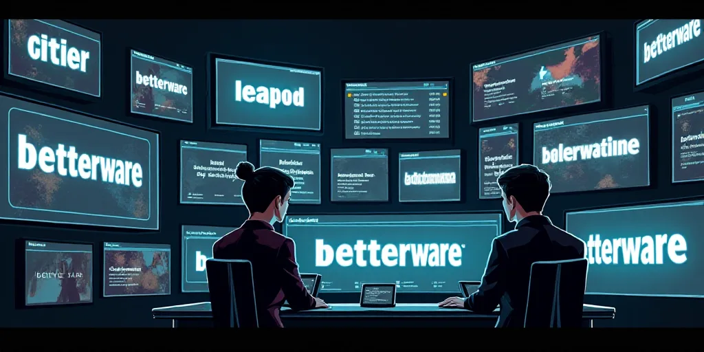 a bunch of different screens with the word betterware on them and a few images of people in the back