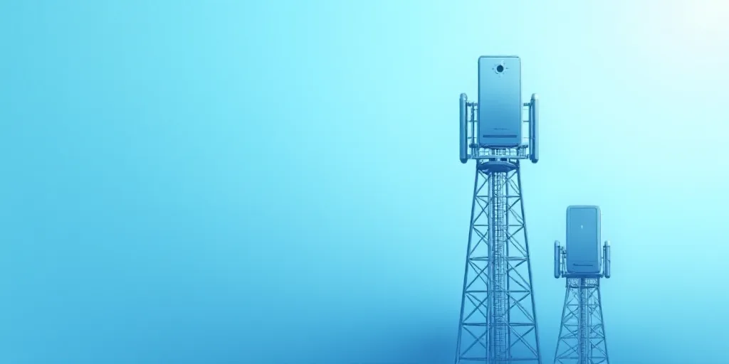 a cell phone tower and a cell phone tower with a logo on it and a phone tower with a phone on top, A