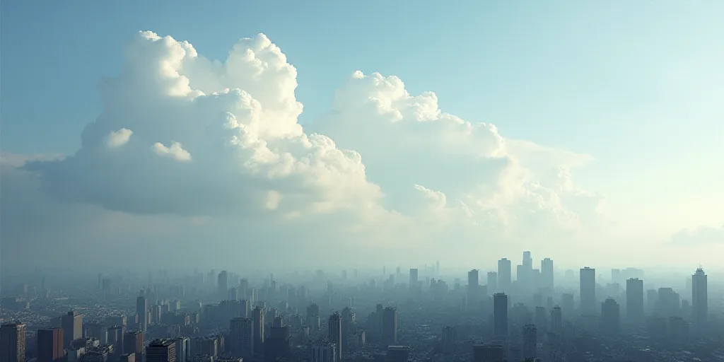 a city skyline with a lot of clouds in the sky and a few buildings in the distance with a few buildi