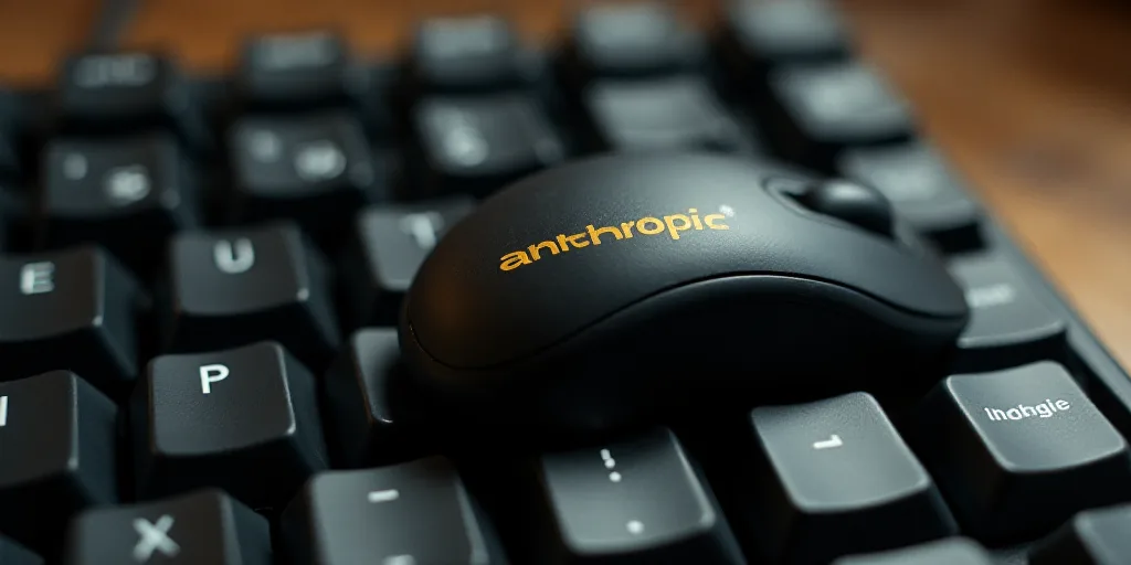 a close up of a keyboard with a mouse on it with the word anthropic on it, Chip Zdarsky, furaffinity