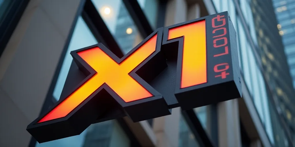 a close up of a sign with a logo on it that says x1 and the word'group ', Anton Graff, m, a stock ph