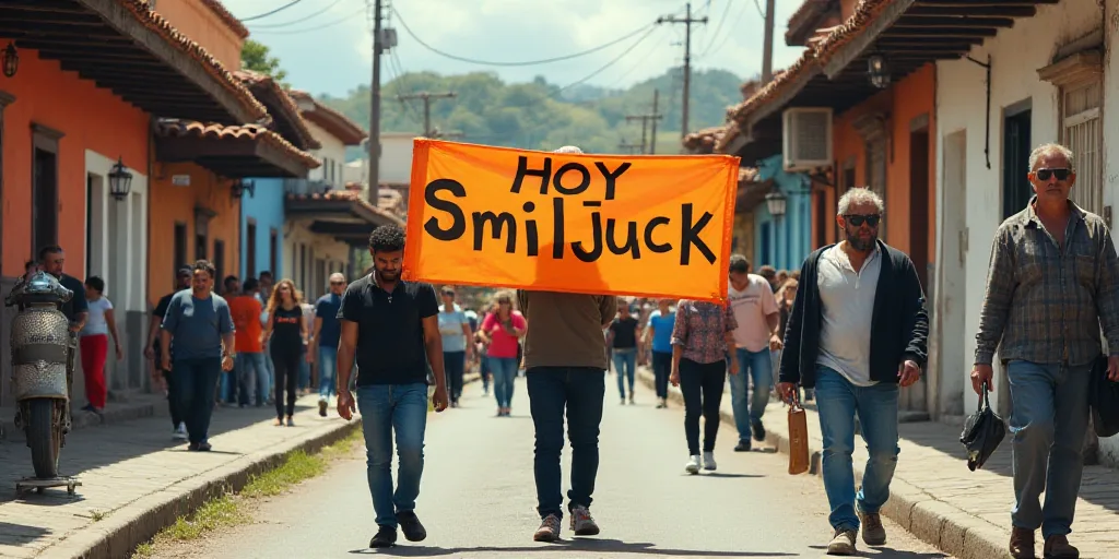 a collage of photos of people walking and walking down a street with a sign that says hoy smiljuck,