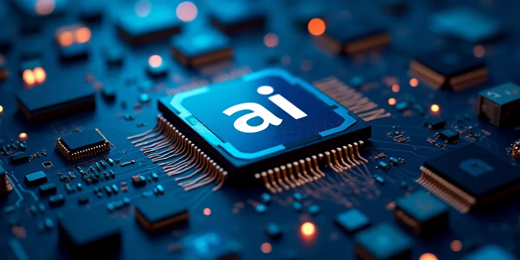 a computer chip with the word ai on it surrounded by icons of other electronic devices and symbols o