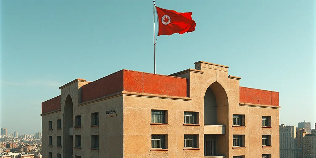 a flag on top of a building with a sign in front of it that says stcc and a flag on top of a buildin