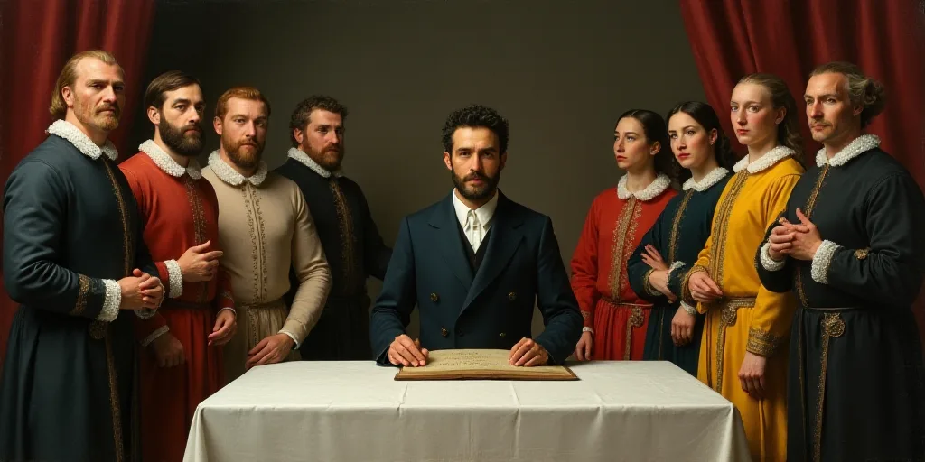 a group of people standing around a table with a plaque in front of them and a man in a suit, Diego